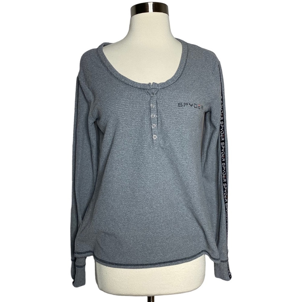 Spyder Gray Henley Thermal Pajama Lounge Top Size L